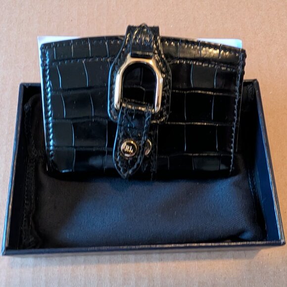 Beautiful Ralph Lauren Icons Black Croc Wallet - New In Original Box - Picture 2 of 10